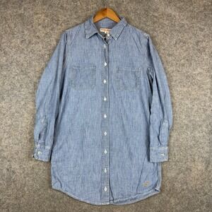 Birdwell Beach Britches Chambray Button Shirt Dress Womens Medium Blue Pockets